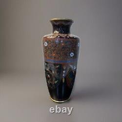 Antique Japanese Meiji Cloisonné Enamel Phonex Drygon Gold Dust Ginbari Vase