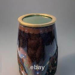 Antique Japanese Meiji Cloisonné Enamel Phonex Drygon Gold Dust Ginbari Vase