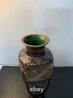 Antique Japanese Meiji Cloisonné Enamel Phonex Drygon Gold Dust Ginbari Vase