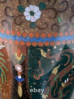 Antique Japanese Meiji Cloisonné Enamel Phonex Drygon Gold Dust Ginbari Vase