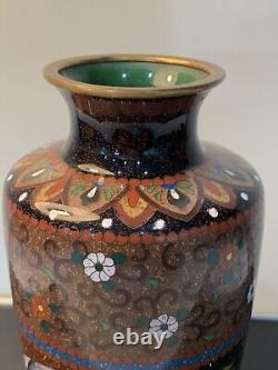 Antique Japanese Meiji Cloisonné Enamel Phonex Drygon Gold Dust Ginbari Vase