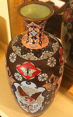 Antique Japanese Meiji Cloisonné Enamel Vase 12