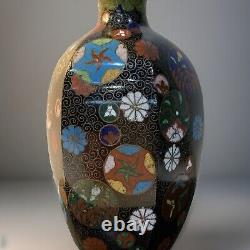 Antique Japanese Meiji Cloisonné Enamel Vase 6 Inches