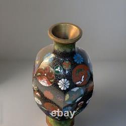 Antique Japanese Meiji Cloisonné Enamel Vase 6 Inches