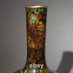 Antique Japanese Meiji Cloisonne Enameled Vase with Allover Floral Design, 19thC
