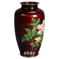 Antique Japanese Meiji Cloisonne Enameled Vase with Floral Design C1920