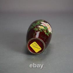 Antique Japanese Meiji Cloisonne Enameled Vase with Floral Design C1920