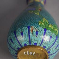 Antique Japanese Meiji Cloisonne Enameled Vase with Flowers C1920