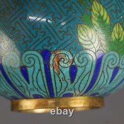 Antique Japanese Meiji Cloisonne Enameled Vase with Flowers C1920