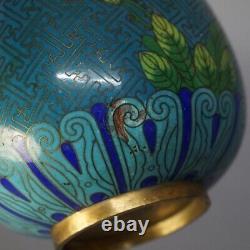 Antique Japanese Meiji Cloisonne Enameled Vase with Flowers C1920