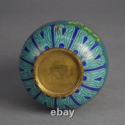 Antique Japanese Meiji Cloisonne Enameled Vase with Flowers C1920