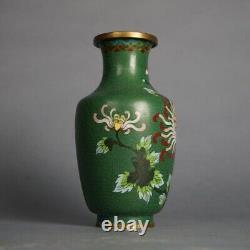 Antique Japanese Meiji Cloisonne Floral Enameled Vase C1920