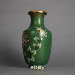 Antique Japanese Meiji Cloisonne Floral Enameled Vase C1920