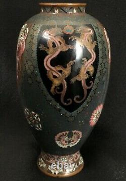 Antique Japanese Meiji Cloisonne Vase Gold Wire Nagoya Type Late 19th