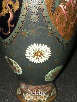 Antique Japanese Meiji Cloisonne Vase Gold Wire Nagoya Type Late 19th