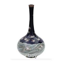 Antique Japanese Meiji Era Silver Wire Enamel Vase