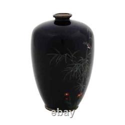 Antique Japanese Meiji Era Silver Wire Enamel Vase