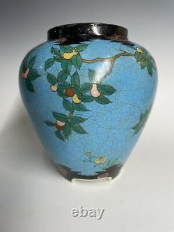 Antique Japanese Meiji Era Totai Shippo Cloisonne on PORCELAIN Vase 19th C