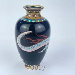 Antique Japanese Meiji Era (c1880) Cloisonné Vase Blue dragon 5