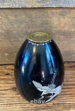 Antique Japanese Meiji Era (c1880) Cloisonné Vase Happiness Cranes 6