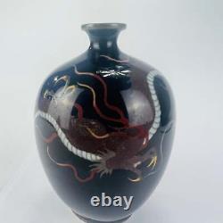 Antique Japanese Meiji Era (c1880) Cloisonné Vase Red Dragon 5