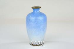 Antique Japanese Meiji Era (c1880) Cloisonné Vase Sky Blue 3.5