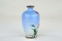 Antique Japanese Meiji Era (c1880) Cloisonné Vase Sky Blue 3.5