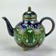 Antique Japanese Meiji Era (late 1800's) Cloisonné Green/blue Tea Pot 3.5