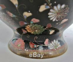 Antique Japanese Meiji Goldstone Cloisonne Vase with PHOENIX & DRAGON (7.45)