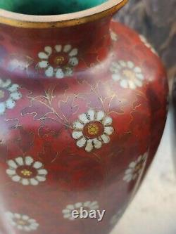 Antique Japanese Meiji Period Cloisonne Vase Signed In Wire