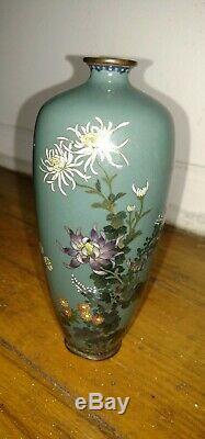 Antique Japanese Meiji era cloisonne vase with floral decoration