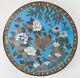 Antique Japanese Polychrome Cloisonne Enamel Charger With Grouse Flowers