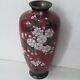 Antique Japanese Red Cloisonne Flower Vase 7.25 Meiji Period