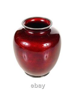 Antique Japanese Red Cloisonne Vase -Signed
