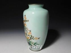 Antique Japanese Silver Wire Cloisonne Vase by Ando Shippoten Beautiful Flowers