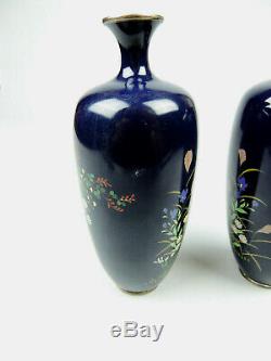 Antique Japanese Silver Wire Cloisonne vase pair
