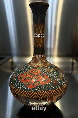 Antique Japanese Stunning Cloisonné Vase a beautiful piece of History 7 1/2 Tal