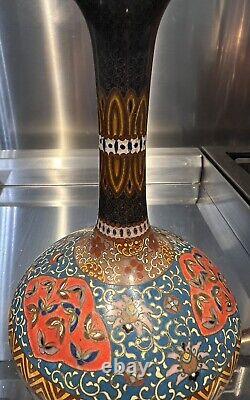 Antique Japanese Stunning Cloisonné Vase a beautiful piece of History 7 1/2 Tal