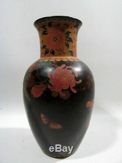 Antique Japanese Totai Shippo Ceramic Cloisonne Vase Porcelain Jippo