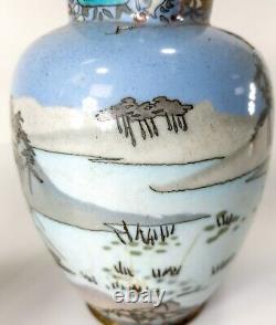 Antique Japanese Wireless Cloisonne Enamel Vases in Style of Namikawa Sosuke