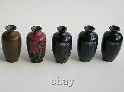 Antique Japanese set of five cloisonné demo-vases (item 2106)