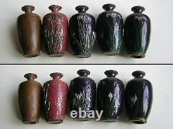 Antique Japanese set of five cloisonné demo-vases (item 2106)