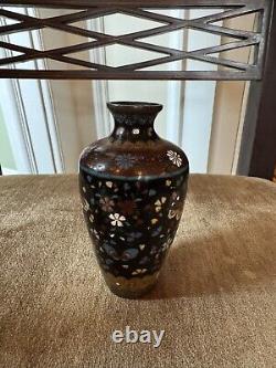 Antique Late Meiji Period Japanese Cloisonne Enamel and Brass Butterfly Vase