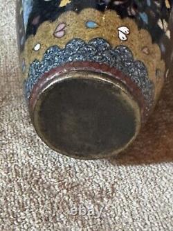 Antique Late Meiji Period Japanese Cloisonne Enamel and Brass Butterfly Vase