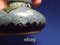Antique MEJI ERA Japanese Cloisonné 7.5H Butterflies &Wisteria Vase Tiny Bruise