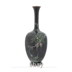 Antique Meiji Era Cloisonne Enamel Vase W Flowers
