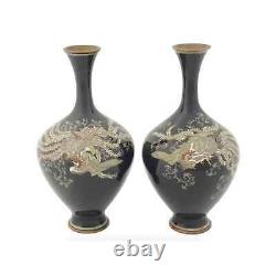 Antique Meiji Era Japanese Cloisonne Enamel Vases