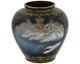 Antique Meiji Japanese Cloisonne Enamel Wireless Vase With Snow And Mountain Sce