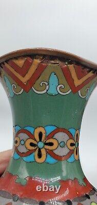 Antique Meiji Japanese Cloisonne Pheasant Dragon Vases 11 Tall- Read