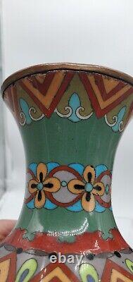 Antique Meiji Japanese Cloisonne Pheasant Dragon Vases 11 Tall- Read